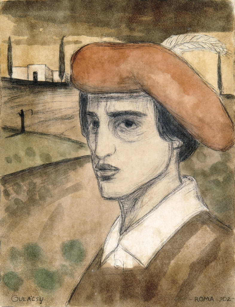 Gulácsy Lajos (1882-1932) Self-portrait with an Italian scene, 1902