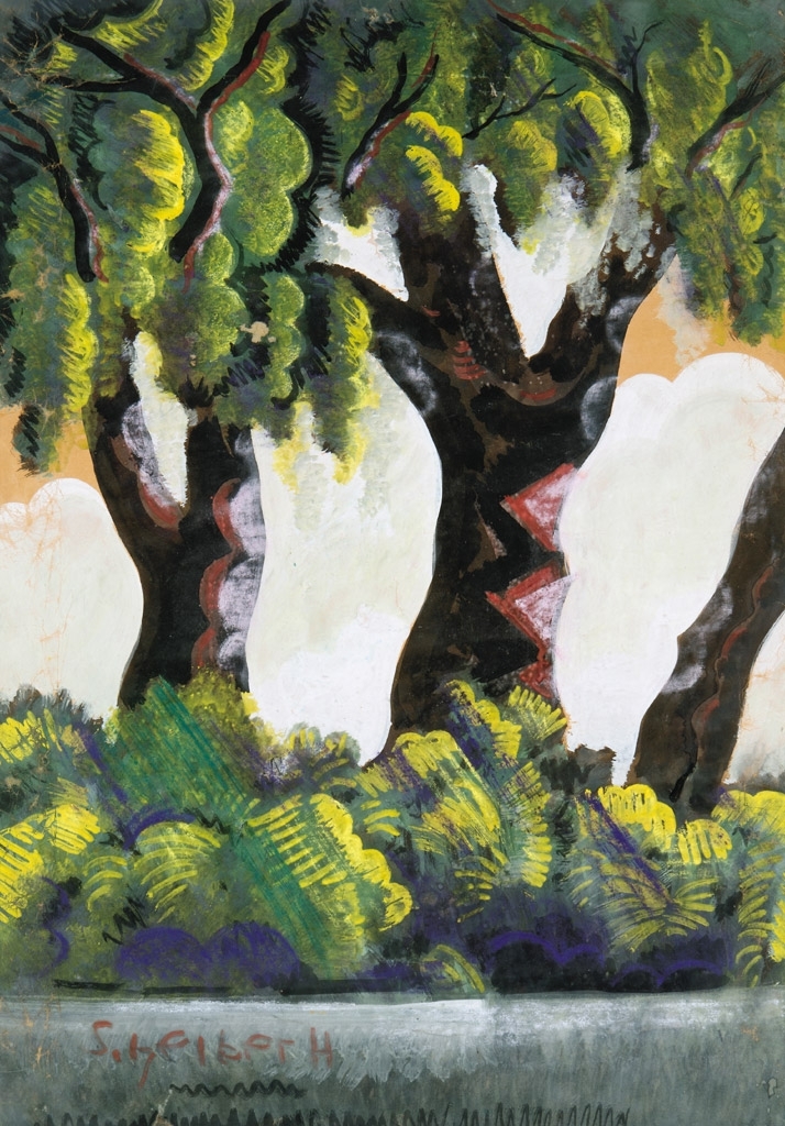 Scheiber Hugó (1873-1950) Trees by the riverside