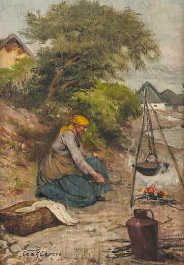 Deák Ébner Lajos (1850-1934) Lunch outdoors