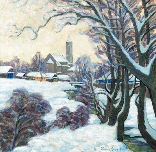 Kádár Géza (1878-1952) Winter chill in Nagybánya, 1929