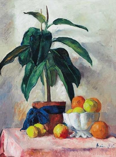 Belányi Viktor (1877-1955) Fruits with a rubber-plant