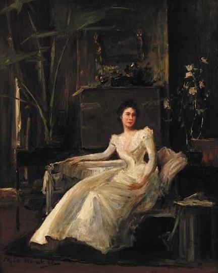 Munkácsy Mihály (1844-1900) Fehér ruhás hölgy