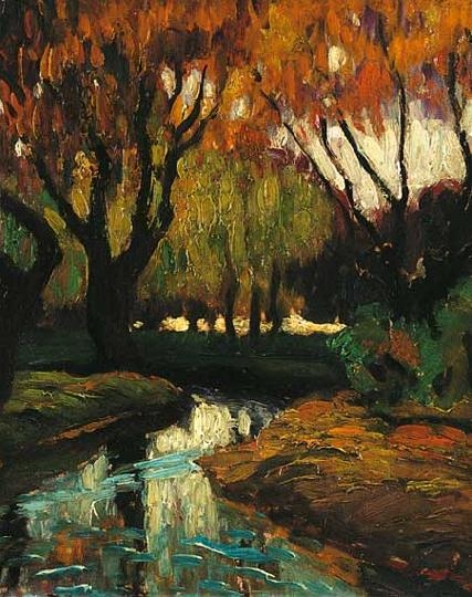 Balla Béla (1882-1965) Autumn falling leaves
