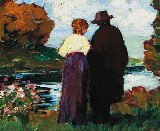 Balla Béla (1882-1965) On the lake-shore