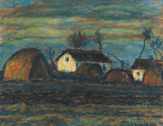 Nagy István (1873-1937) Houses among hay-stacks