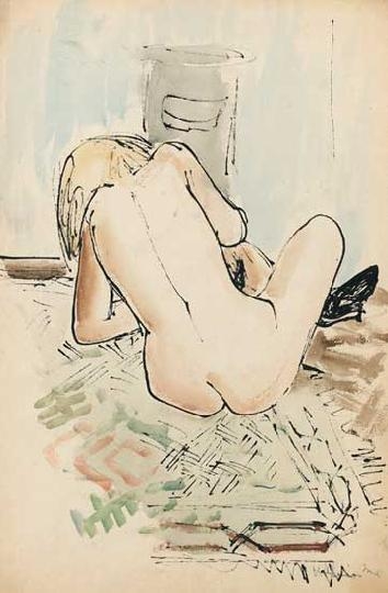 Ámos Imre (1907-1944) Nude standing in front of the stove, 1931