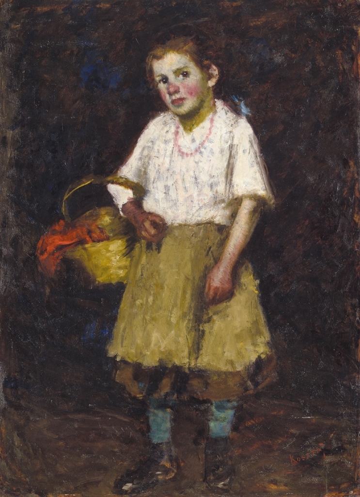 Koszta József (1861-1949) Kislány kosárral, 1916 körül