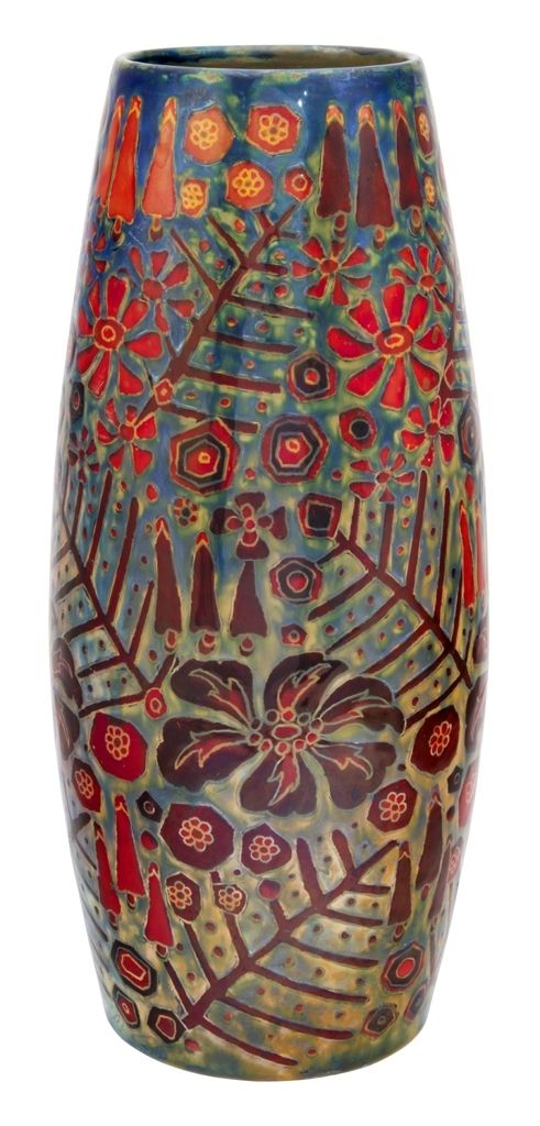 Zsolnay Vase with art deco fern decor, Zsolnay, c. 1914