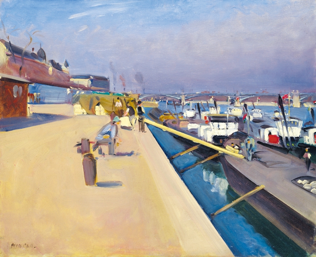 Mikola András (1884-1970) Margit Bridge with towboats