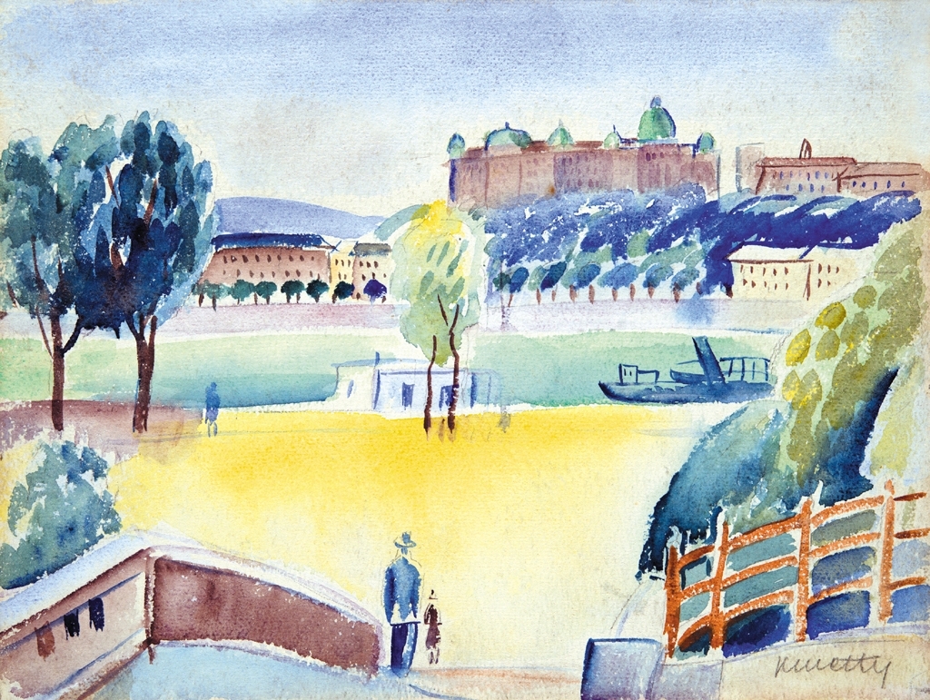 Kmetty János (1889-1975) View of the Buda Castle (From Pest)