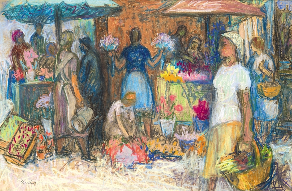 Gráber Margit (1896-1993) Market scene (Flower market)