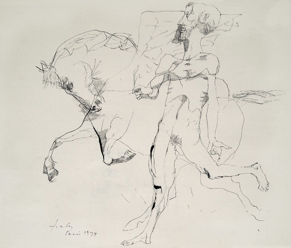 Szalay Lajos (1909-1995) Pegasus, 1974  On the reverse: Head of a man