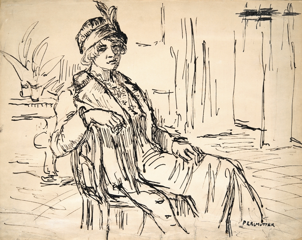 Perlmutter Izsák (1866-1932) Lady in a hat