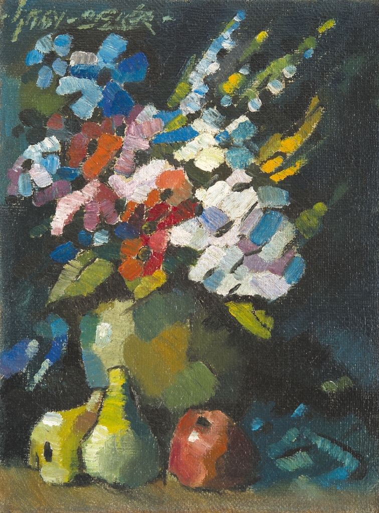 Nagy Oszkár (1883-1965) Still-life with flowers in the atelier
