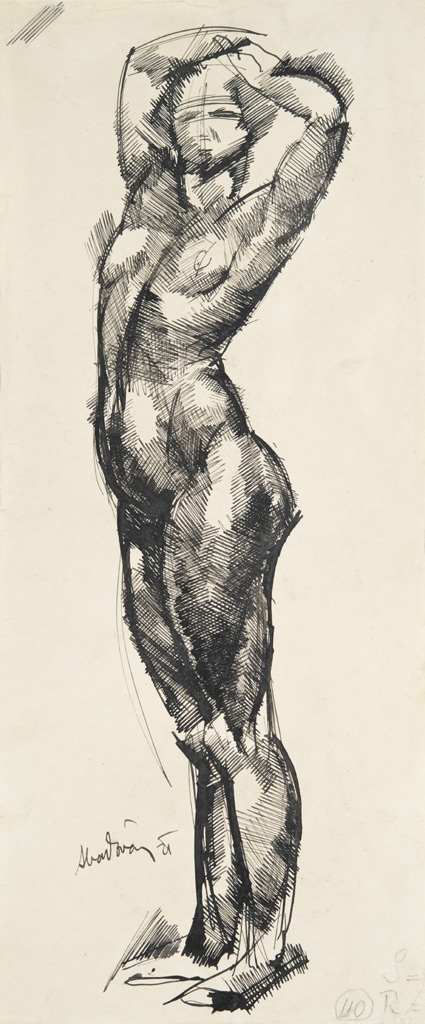 Aba-Novák Vilmos (1894-1941) Streching nude, 1921