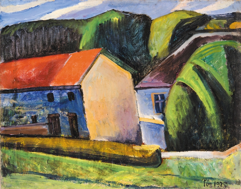 Pór Bertalan (1880-1964) Falusi házak, 1925