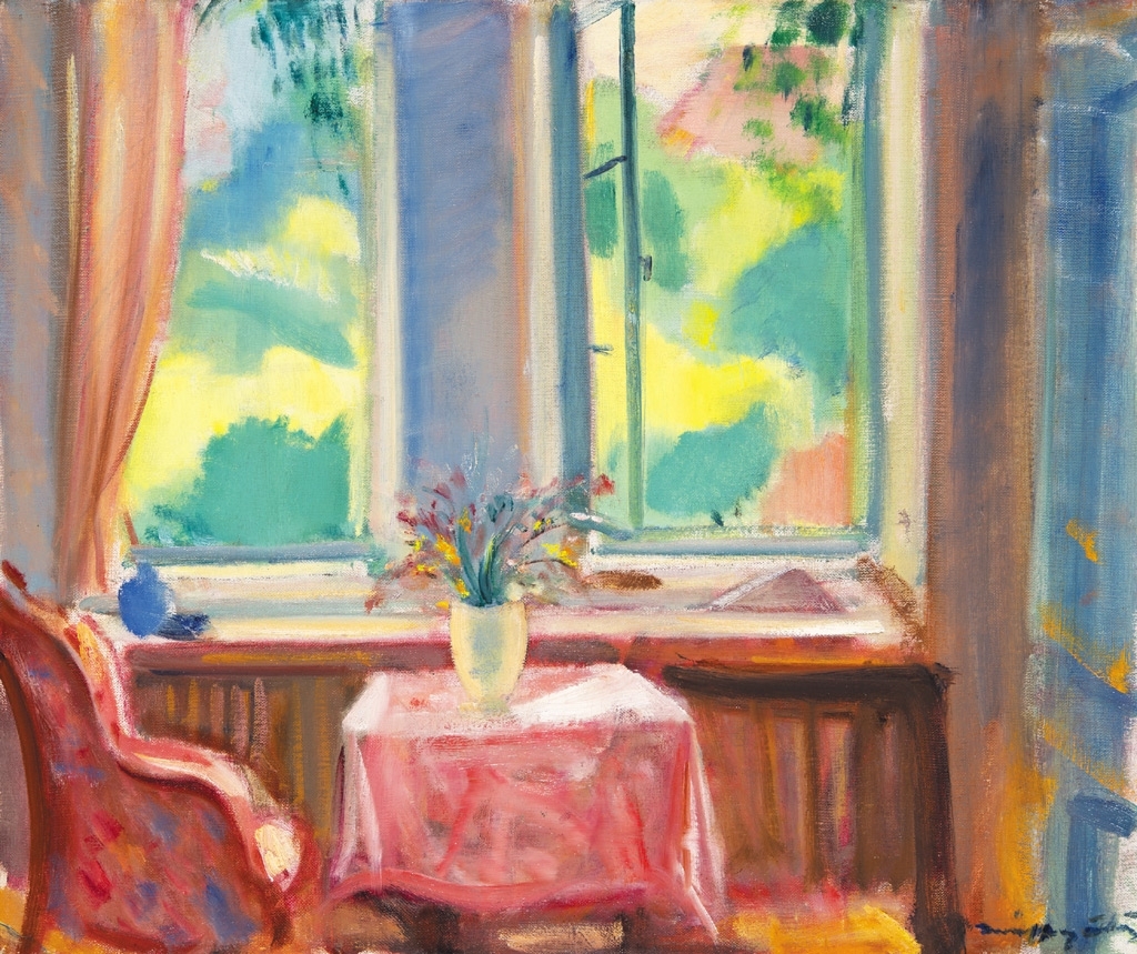 Márffy Ödön (1878-1959) Pink interior (By the window), after 1945