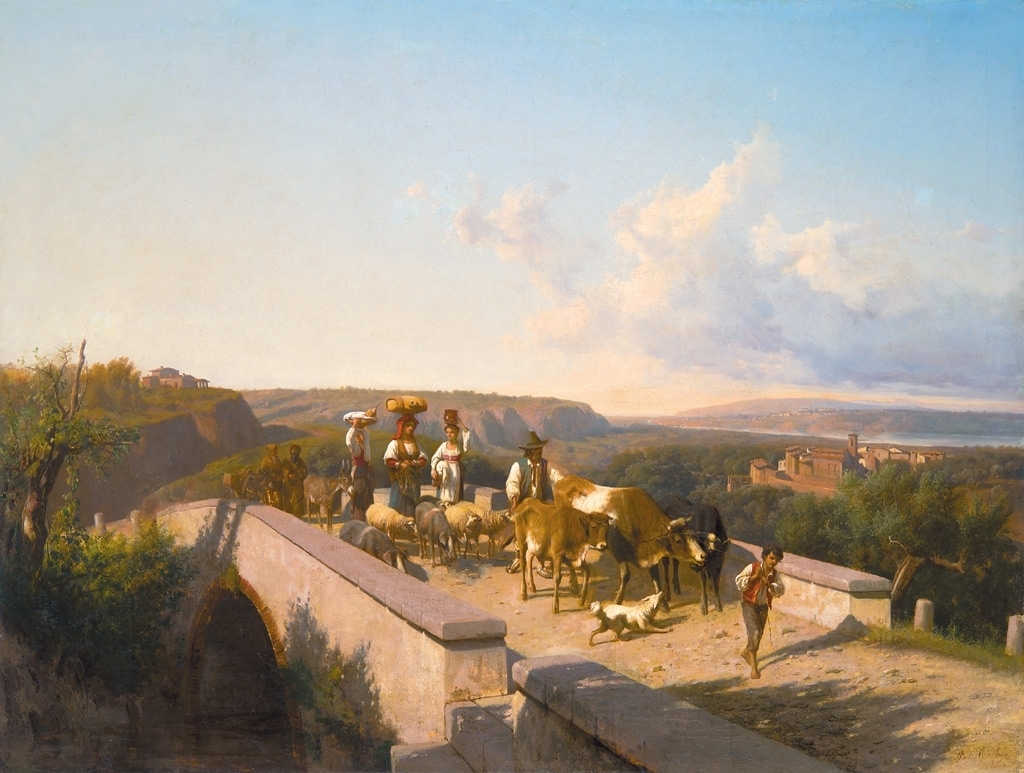 Markó András (1824-1895) Going home from the fair in Servezza, 1876