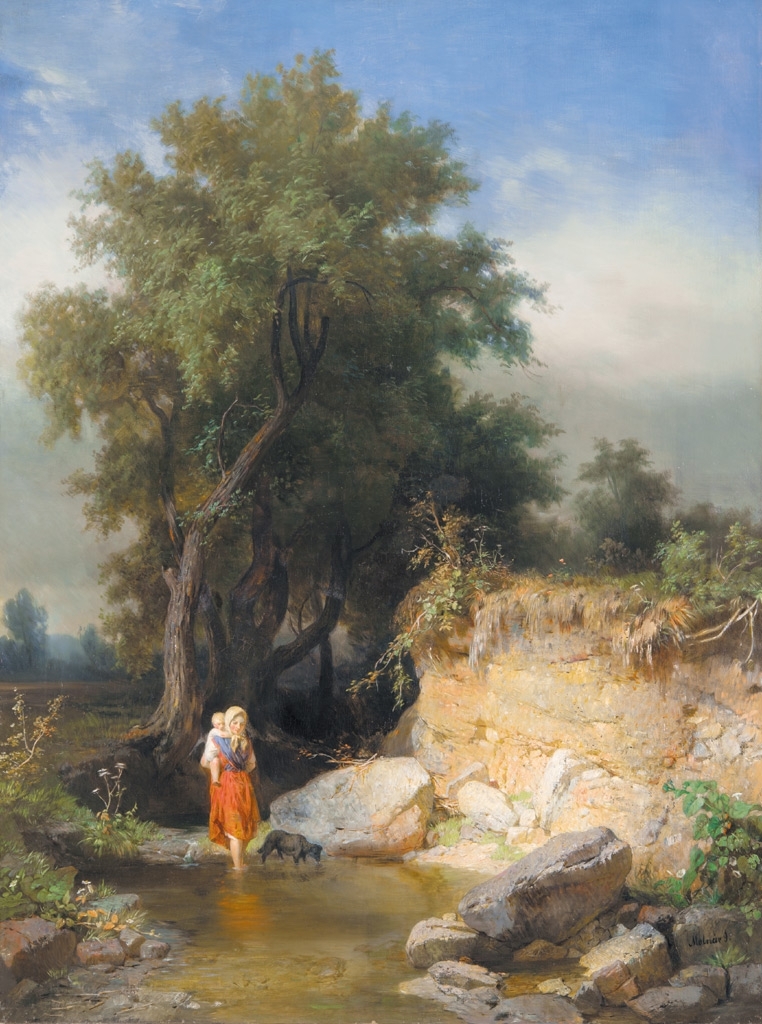 Molnár József (1821-1899) On the side of a stream