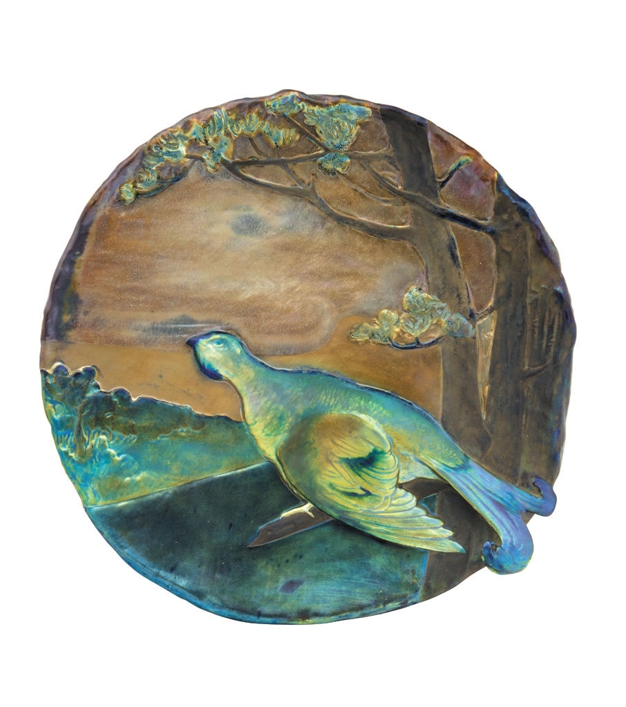 Zsolnay Wall decor with pheasant, Zsolnay, 1900