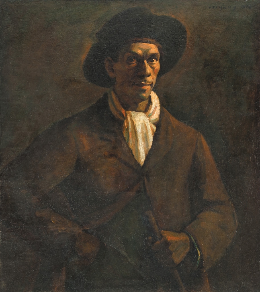 Czigány Dezső (1883-1938) Self-portrait in a hat, 1917