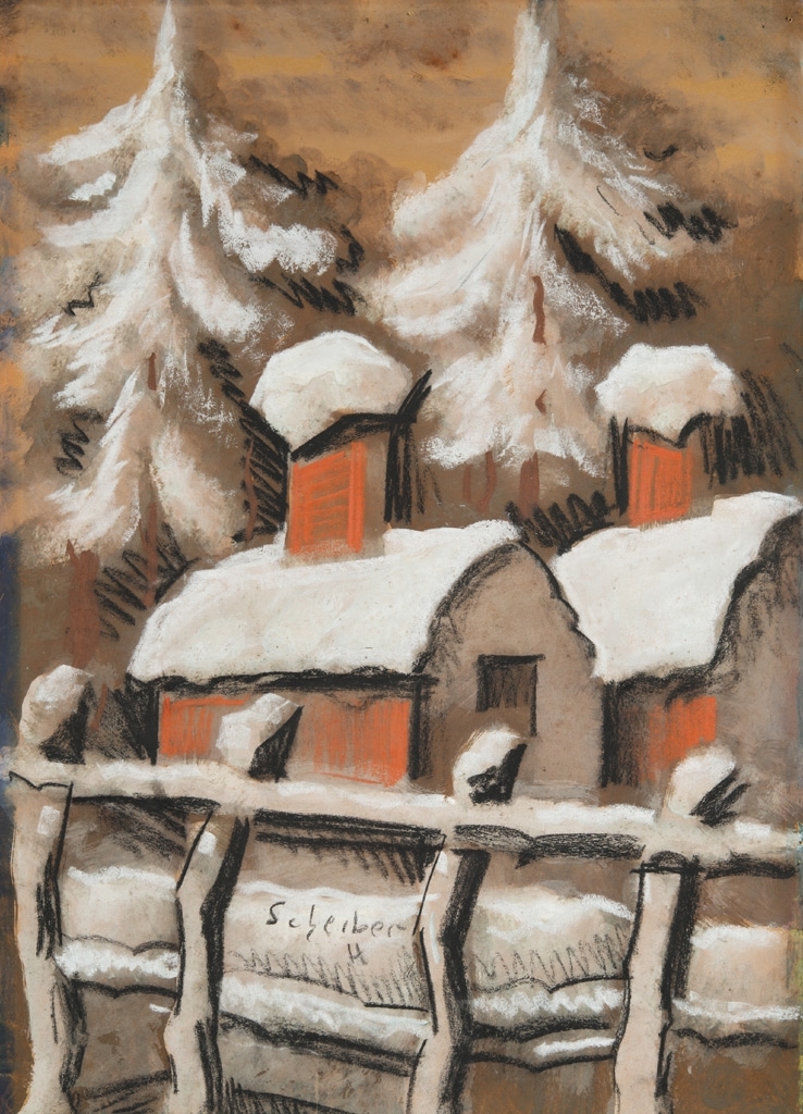Scheiber Hugó (1873-1950) Snowy houses
