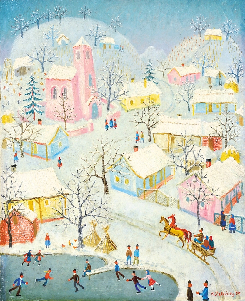 Pekáry István (1905-1981) Village at Winter, 1970