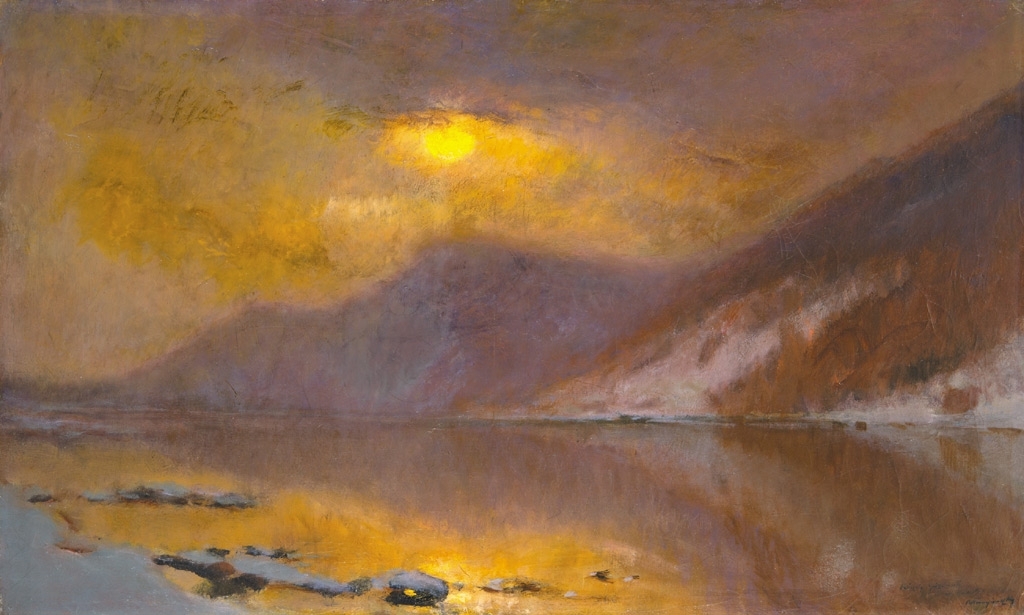 Mednyánszky László (1852-1919) Sunset on the riverbank