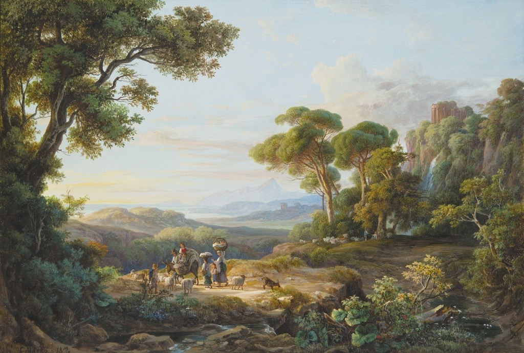 Markó Károly, Id. 1793-1860 Italian landscape with figures, 1849-50