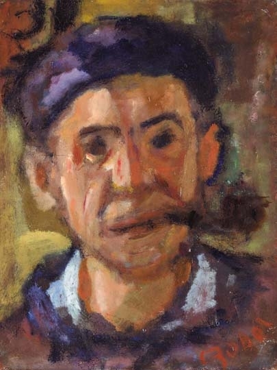 Czóbel Béla (1883-1976) Self-portrait with a smoking pipe, c. 1940