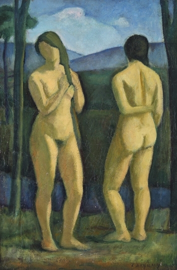 Czigány Dezső (1883-1938) Double female nude  (Bathers), c. 1920