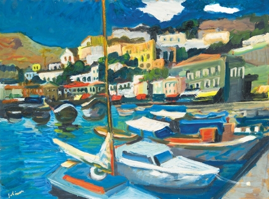 Schéner Mihály (1923-2009) Mediterranean harbour