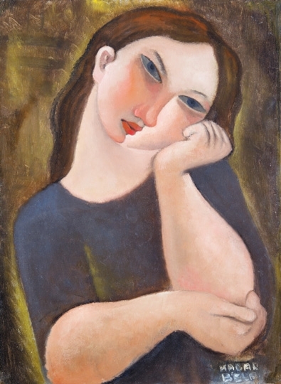 Kádár Béla (1877-1956) Girl resting on her elbow