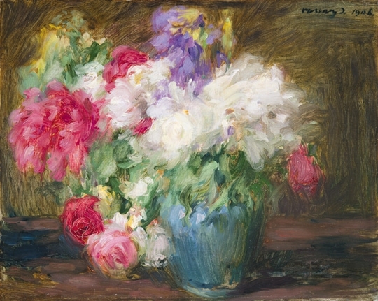 Vaszary János (1867-1939) Roses in a vase, 1906