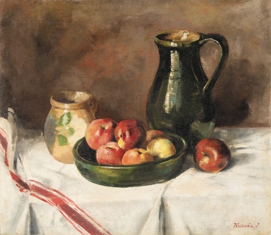 Krizsán János (1866-1948) Still-life with apples