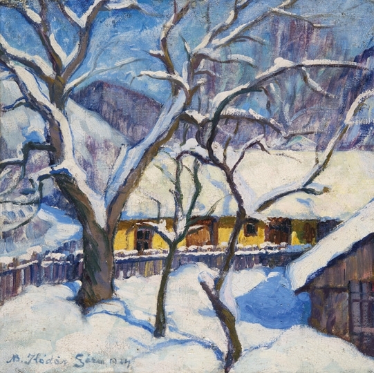 Kádár Géza (1878-1952) Winter street in Baia Mare, 1924