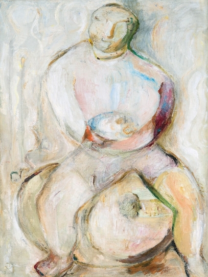 Tóth Menyhért (1904-1980) Sitting on a barrel