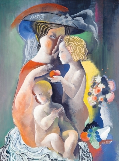 Kádár Béla (1877-1956) Mother with her two children, 1934