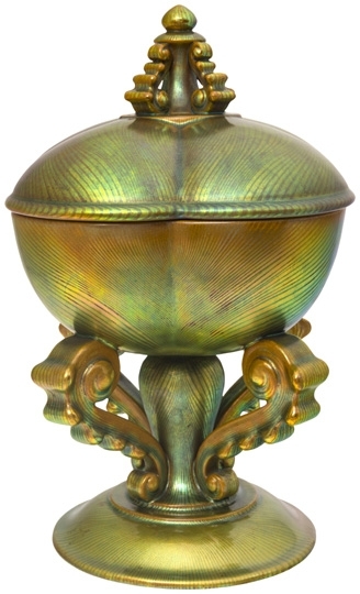 Zsolnay Tiffany-mintás cukortartó doboz, Zsolnay, 1899-1900