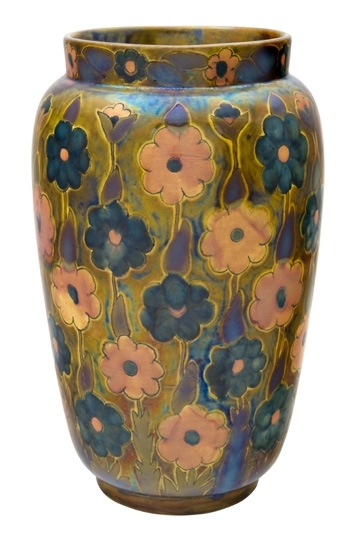 Zsolnay Vase with conventional design flowers , Zsolnay, c. 1910