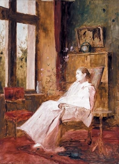 Munkácsy Mihály (1844-1900) Sitting woman in interieur, 1880s