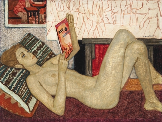 Czene Béla (1911-1999) Reading nude