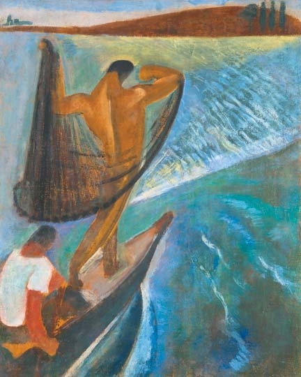 Szadai Lajos 1902-1961 Fisherman with net