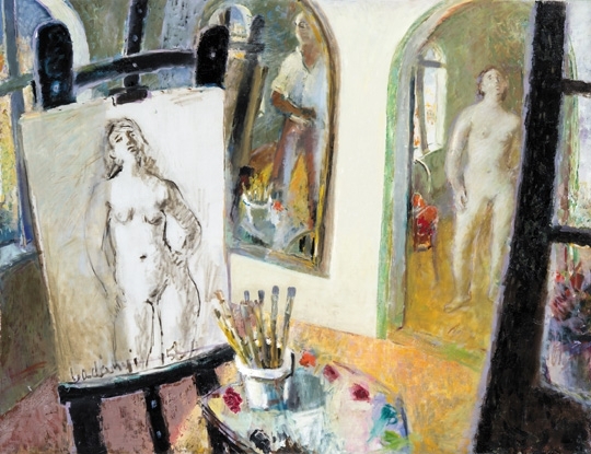 Ladányi Emory (1902-1986) Painter and his model, 1958