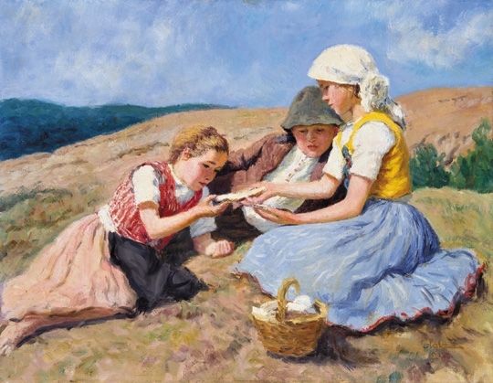 Glatz Oszkár (1872-1958) Children on the field, 1935