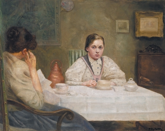 Perlmutter Izsák (1866-1932) Having breakfast