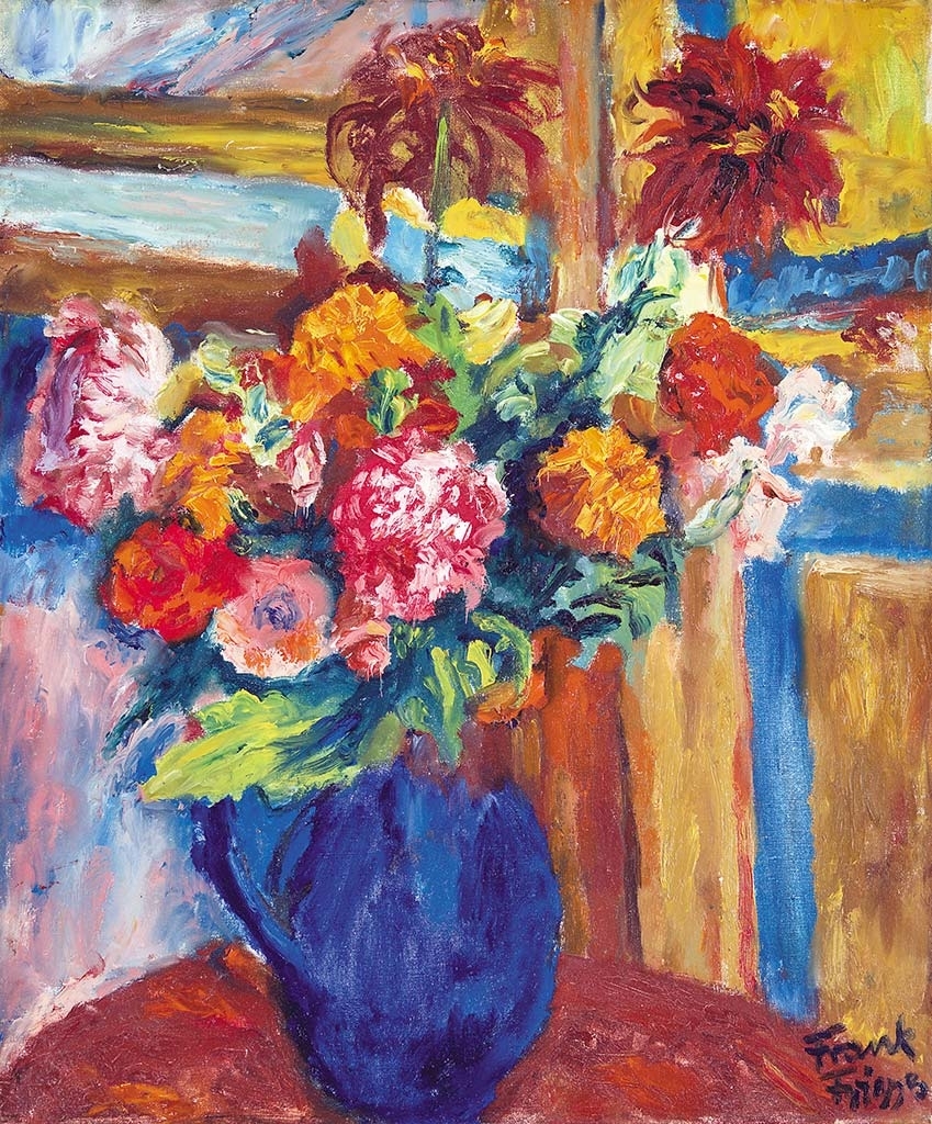 Frank Frigyes (1890-1976) Őszi virágok kék cserépben