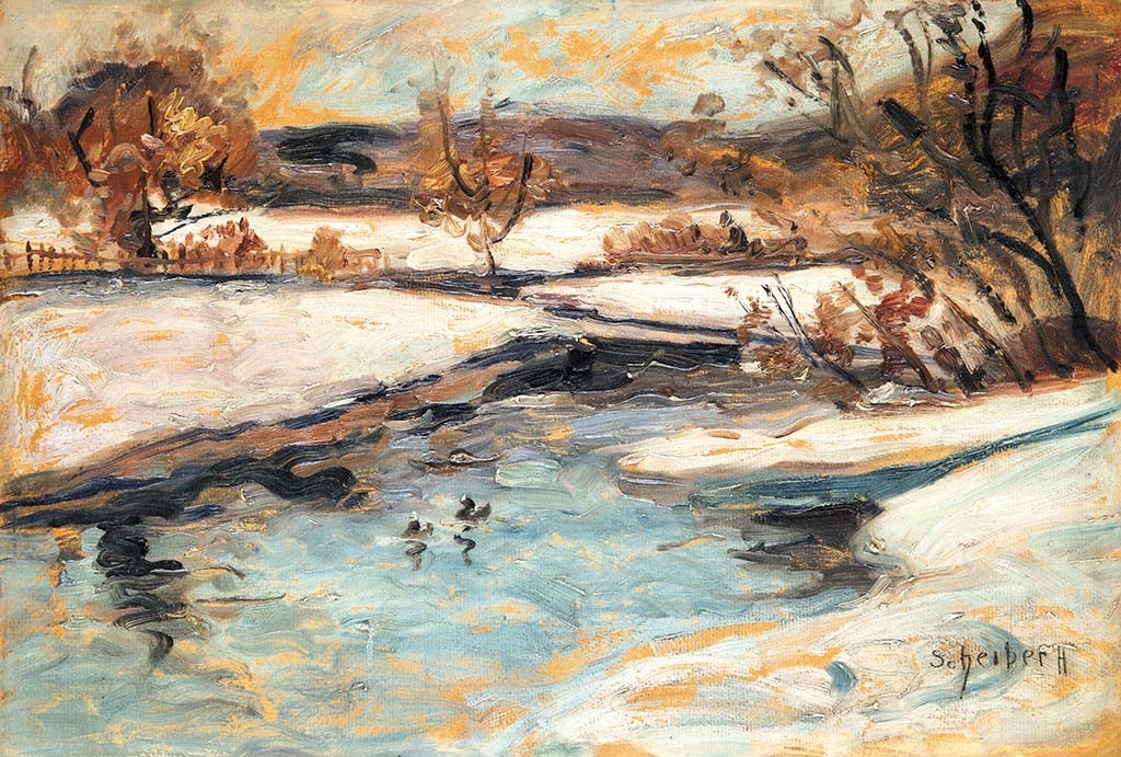 Scheiber Hugó (1873-1950) Land by the River bank