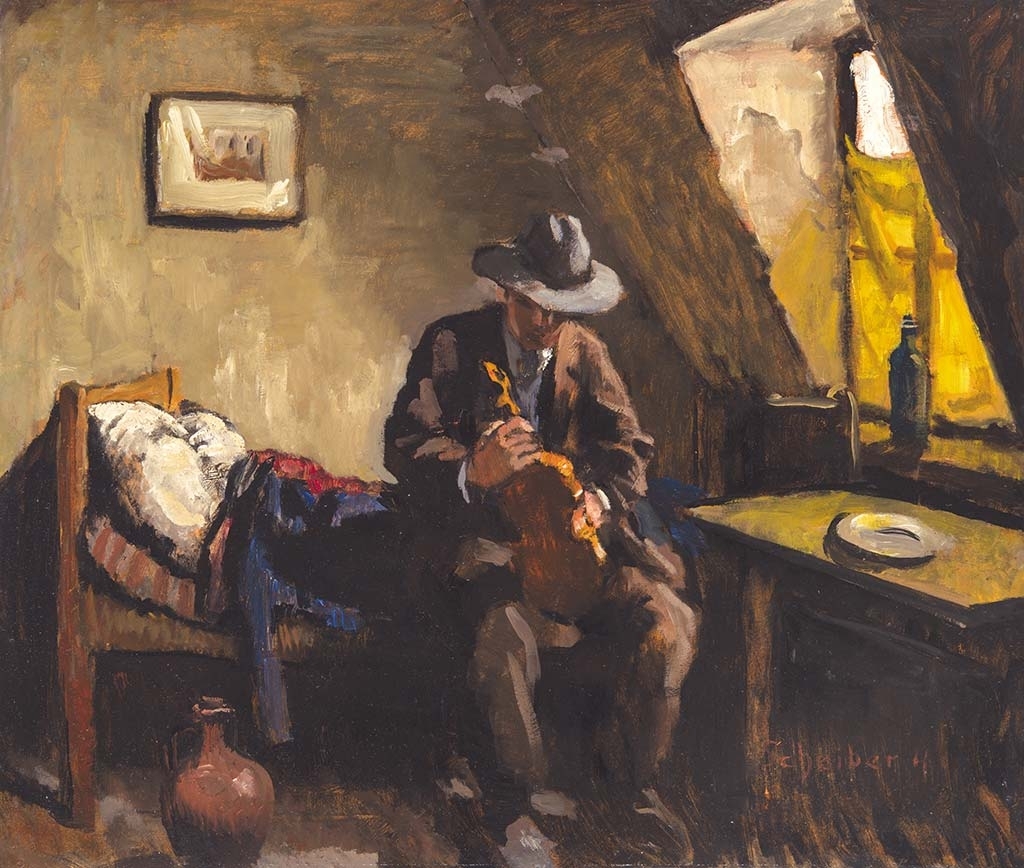 Scheiber Hugó (1873-1950) Man with a Violin