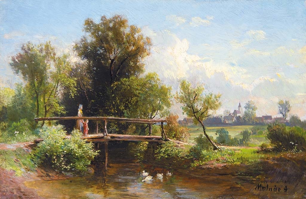 Molnár József (1821-1899) Tájkép híddal